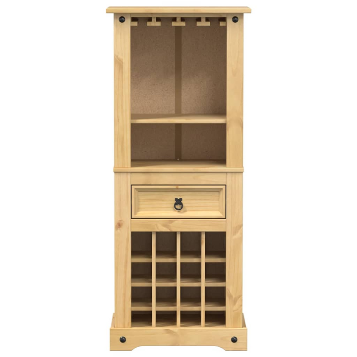 CORONA Solid Pine Wood Wine Rack | Rustic Wine Cabinet with Drawer & Shelves - 56x35x120 cm | Elegant Wine Storage Solution - Premium  from Home Treasures - Just £149.99! Shop now at Home Treasures