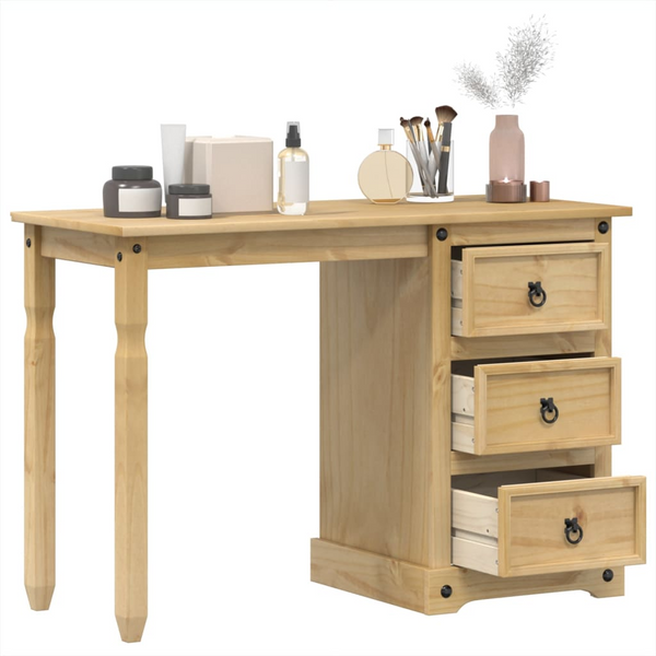 CORONA Solid Wood Pine Dressing Table 110x50x75 cm - Rustic Vanity with Ample Storage - Premium  from Home Treasures - Just £134.99! Shop now at Home Treasures