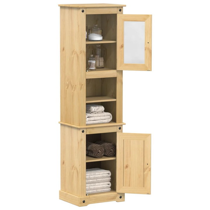 CORONA Solid Wood Pine Bathroom Cabinet 50x40x185 cm – Rustic Storage Solution with Ample Space - Premium  from Home Treasures - Just £231.99! Shop now at Home Treasures