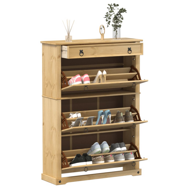 CORONA Solid Pine Wood Shoe Cabinet - Elegant 99x32x138 cm Storage Solution - Premium  from Home Treasures - Just £206.99! Shop now at Home Treasures