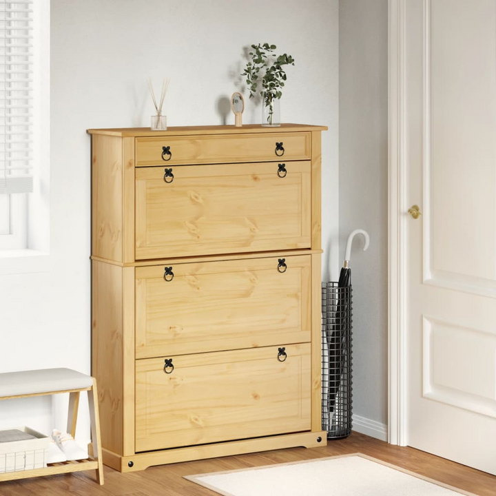 CORONA Solid Pine Wood Shoe Cabinet - Elegant 99x32x138 cm Storage Solution - Premium  from Home Treasures - Just £206.99! Shop now at Home Treasures