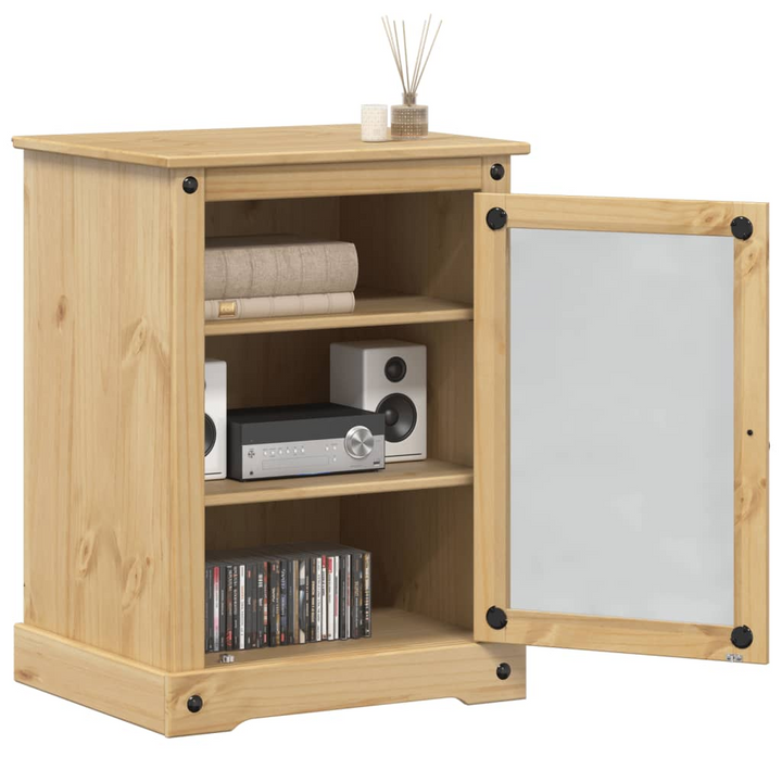 Rustic CORONA HiFi Cabinet - Solid Pine Wood Media Storage with Glass Doors - Premium  from Home Treasures - Just £121.99! Shop now at Home Treasures