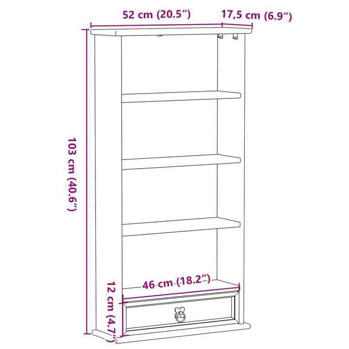 CORONA CD Cabinet - Solid Pine Wood, Honey Wax Finish - Elegant & Functional Storage for CDs and DVDs - 52x17.5x103 cm - Premium  from Home Treasures - Just £69.99! Shop now at Home Treasures