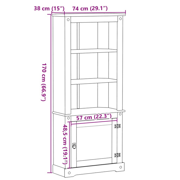 CORONA Highboard - Elegant Rustic Solid Pine Wood Storage Cabinet (74x38x170 cm) - Premium  from Home Treasures - Just £180.99! Shop now at Home Treasures