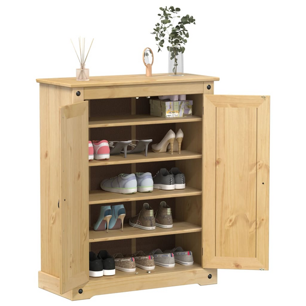 CORONA Rustic Solid Pine Wood Shoe Cabinet - Durable Storage Solution | 86x38.5x108 cm - Premium  from Home Treasures - Just £225.99! Shop now at Home Treasures