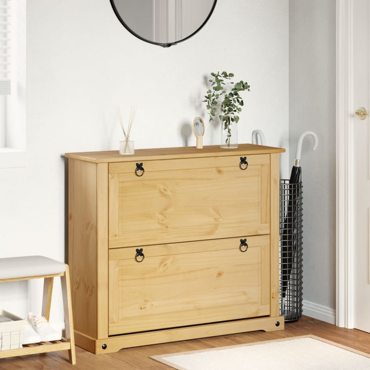 CORONA Shoe Cabinet 99x32x85 cm - Solid Pine Wood with Honey Wax Finish | Rustic Shoe Storage - Premium  from Home Treasures - Just £135.99! Shop now at Home Treasures