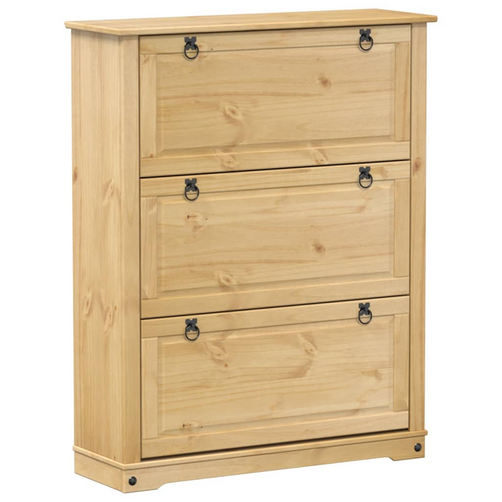 CORONA Shoe Cabinet - Solid Pine Wood Storage Unit with 3 Flip-Drawers - Rustic, Durable & Stylish | 99x32x124.5 cm - Premium  from Home Treasures - Just £220.99! Shop now at Home Treasures