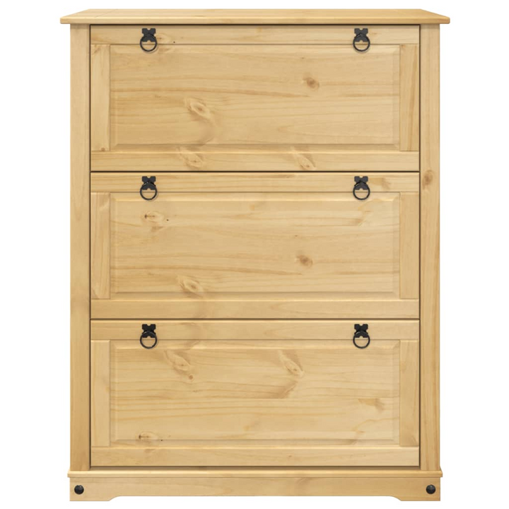 CORONA Shoe Cabinet - Solid Pine Wood Storage Unit with 3 Flip-Drawers - Rustic, Durable & Stylish | 99x32x124.5 cm - Premium  from Home Treasures - Just £220.99! Shop now at Home Treasures