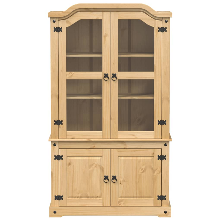 CORONA Solid Pine Wood Glass Display Cabinet - Rustic Charm & Ample Storage, 103.5x42x180 cm - Premium  from Home Treasures - Just £329.99! Shop now at Home Treasures