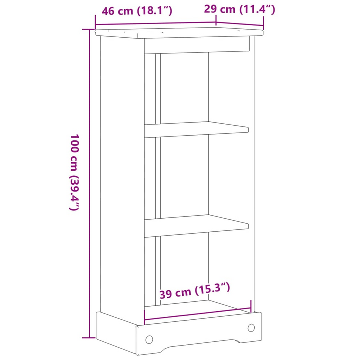 CORONA Solid Wood Pine Bookcase 46x29x100 cm - Rustic Storage Solution with Ample Space - Premium  from Home Treasures - Just £71.99! Shop now at Home Treasures