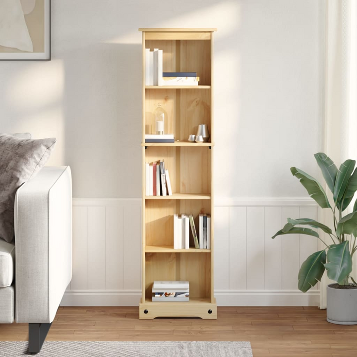 CORONA Solid Wood Pine Bookcase - 46x20x170 cm, Rustic Home Decor, Ample Storage Space - Premium  from Home Treasures - Just £80.99! Shop now at Home Treasures