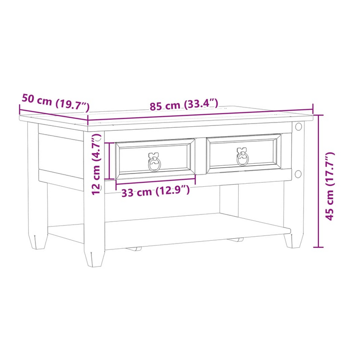 CORONA Wooden Coffee Table with Drawers, 85x50x45 cm | Solid Pine Wood | Rustic Living Room Furniture - Premium  from Home Treasures - Just £114.99! Shop now at Home Treasures