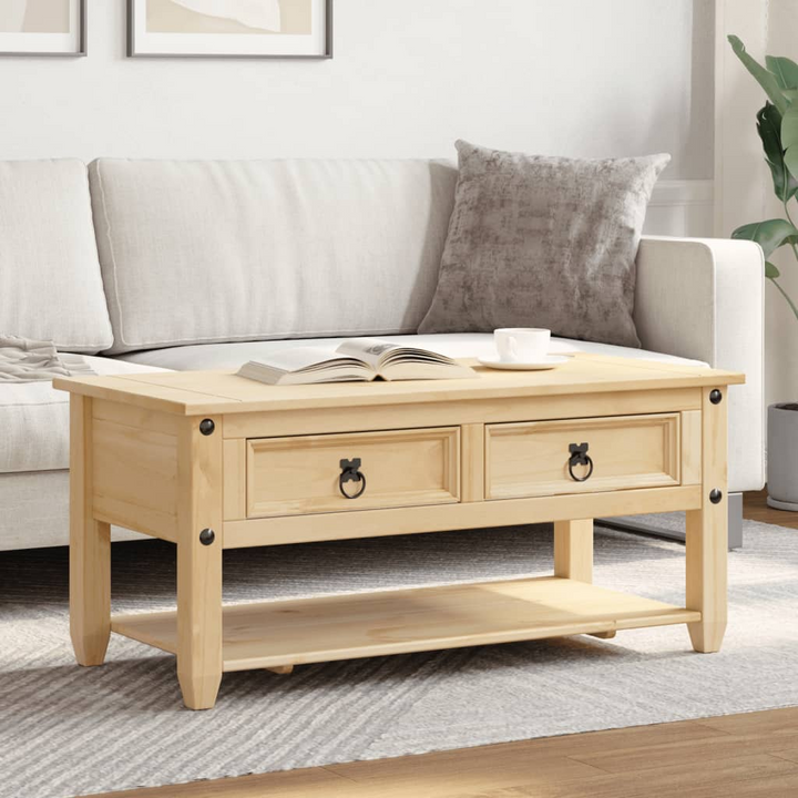 CORONA Rustic Coffee Table with Drawers 100x48x45 cm - Solid Pine Wood, Durable & Elegant - Premium  from Home Treasures - Just £137.99! Shop now at Home Treasures