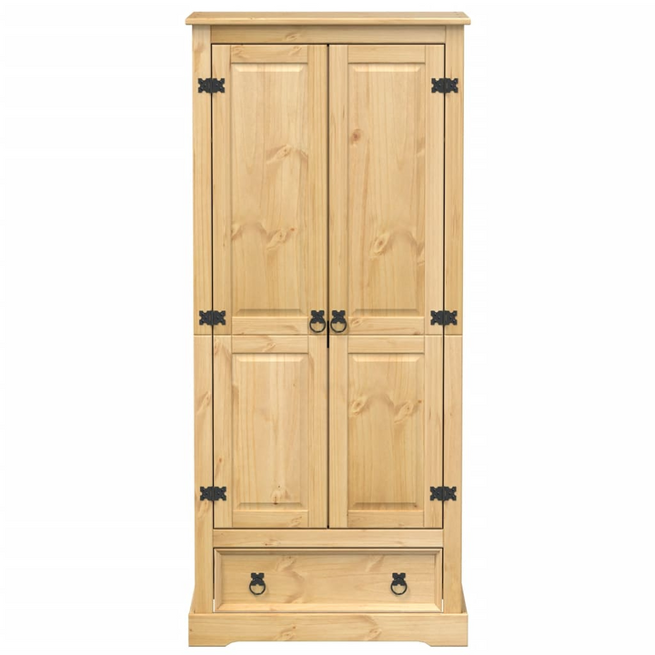 CORONA Solid Pine Wood Wardrobe 76x50x170 cm - Rustic Storage Cabinet with Metal Handles - Premium  from Home Treasures - Just £321.99! Shop now at Home Treasures