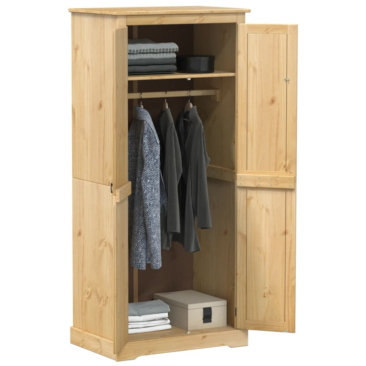 CORONA Wardrobe - 76x50x170 cm Solid Pine Wood Closet with Ample Storage and Sleek Metal Handles - Premium  from Home Treasures - Just £310.99! Shop now at Home Treasures