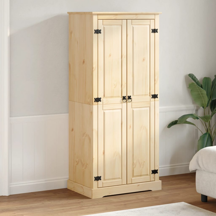 CORONA Wardrobe - 76x50x170 cm Solid Pine Wood Closet with Ample Storage and Sleek Metal Handles - Premium  from Home Treasures - Just £310.99! Shop now at Home Treasures