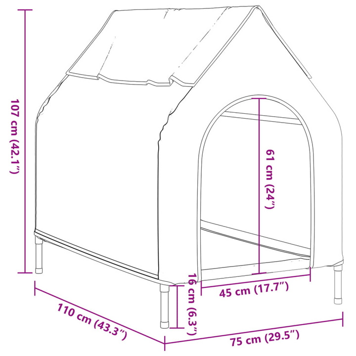 Dog House Anthracite Oxford Fabric and Steel - Durable and Comfortable - Premium  from Home Treasures - Just £71.99! Shop now at Home Treasures