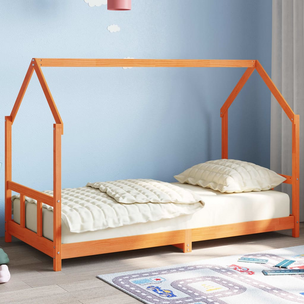 Children's Bed Frame - Solid Pine Wood, Wax Brown, 90x190 cm - Durable & Stylish Children's Bed - Premium  from Home Treasures - Just £152.99! Shop now at Home Treasures