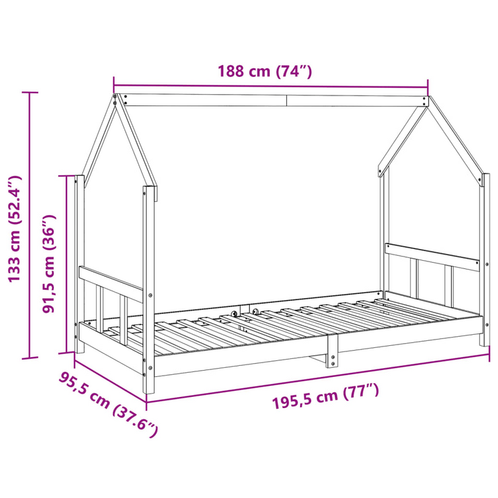 Children's Bed Frame - Solid Pine Wood, Wax Brown, 90x190 cm - Durable & Stylish Children's Bed - Premium  from Home Treasures - Just £152.99! Shop now at Home Treasures