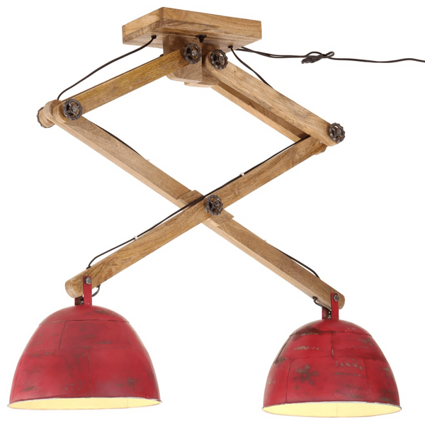 Distressed Red Ceiling Lamp - 25W, Dual Lampshade, Industrial Design - 29x18x85 cm, E27 Socket - Premium  from Home Treasures - Just £119.99! Shop now at Home Treasures