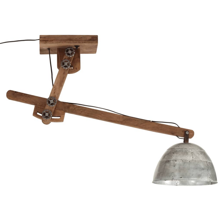 Vintage Silver Ceiling Lamp 25W - Industrial Style with E27 Socket - Adjustable Height 65-108cm - Premium  from Home Treasures - Just £133.99! Shop now at Home Treasures