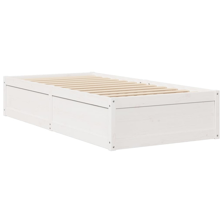 Modern Single Bed Frame in White, Solid Pine Wood, 90x190 cm - Stylish and Sturdy Bedroom Furniture - Premium  from Home Treasures - Just £147.99! Shop now at Home Treasures