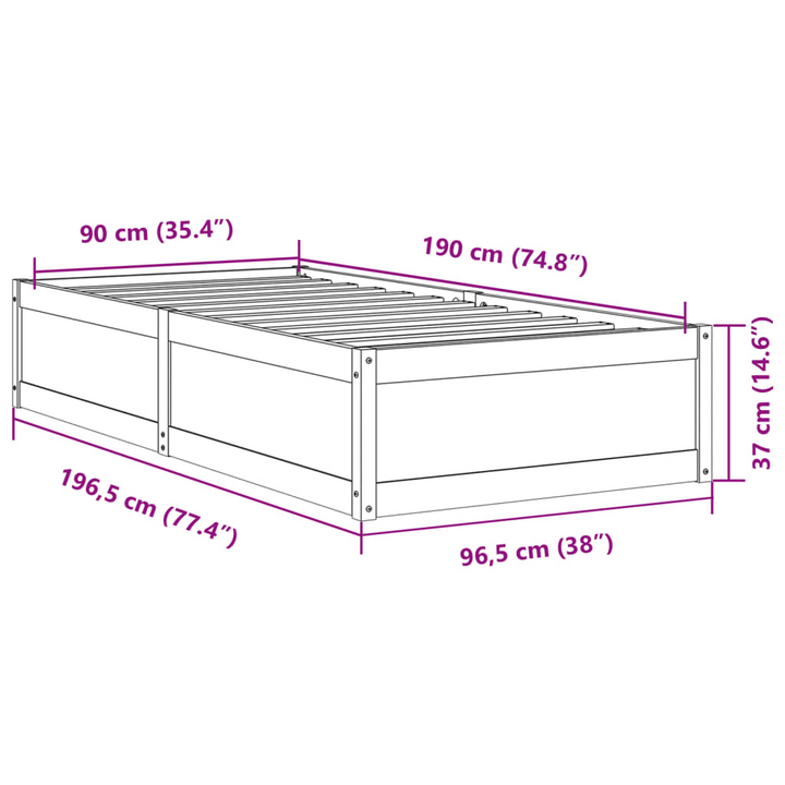 Modern Single Bed Frame in White, Solid Pine Wood, 90x190 cm - Stylish and Sturdy Bedroom Furniture - Premium  from Home Treasures - Just £147.99! Shop now at Home Treasures