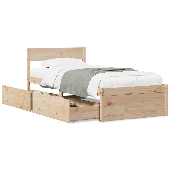 Solid Wood Pine Bed Frame with Drawers, Small Single 75x190 cm - Modern & Durable - Premium  from Home Treasures - Just £140.99! Shop now at Home Treasures