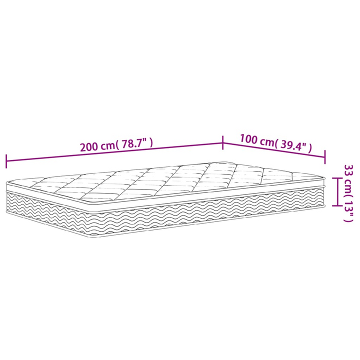 Pocket Spring Mattress Medium Plus 100x200 cm - 7-Zone Support, Breathable Fabric, Washable Cover - Premium  from Home Treasures - Just £240.99! Shop now at Home Treasures