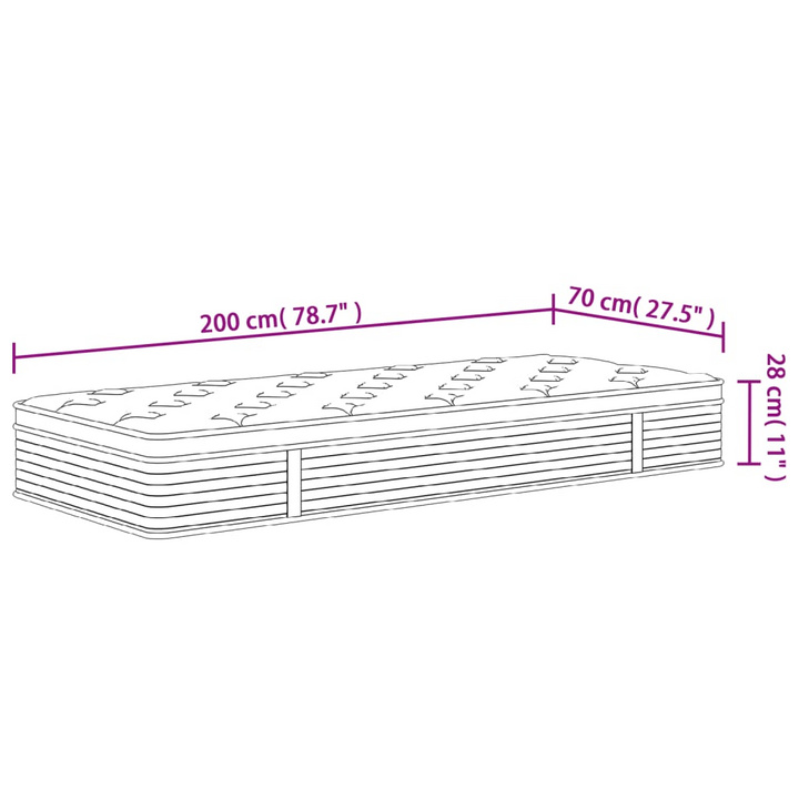 Pocket Spring Mattress Medium Plus - 70x200 cm | Optimal Comfort and Support - Premium  from Home Treasures - Just £217.99! Shop now at Home Treasures