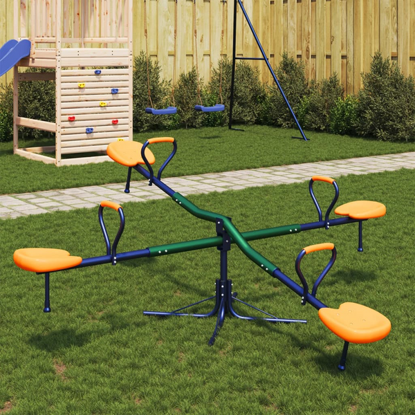 4-Seater Seesaw with 360-Degree Rotation - Durable Steel Frame, Adjustable Length, Ergonomic Seats for Kids, Ages 3+ - Premium  from Home Treasures - Just £107.99! Shop now at Home Treasures