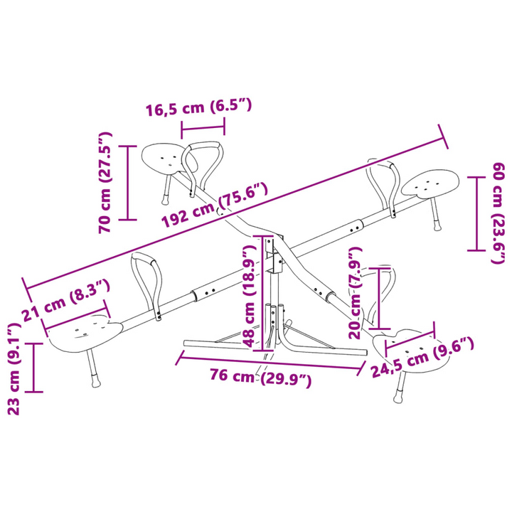 4-Seater Seesaw with 360-Degree Rotation - Durable Steel Frame, Adjustable Length, Ergonomic Seats for Kids, Ages 3+ - Premium  from Home Treasures - Just £107.99! Shop now at Home Treasures