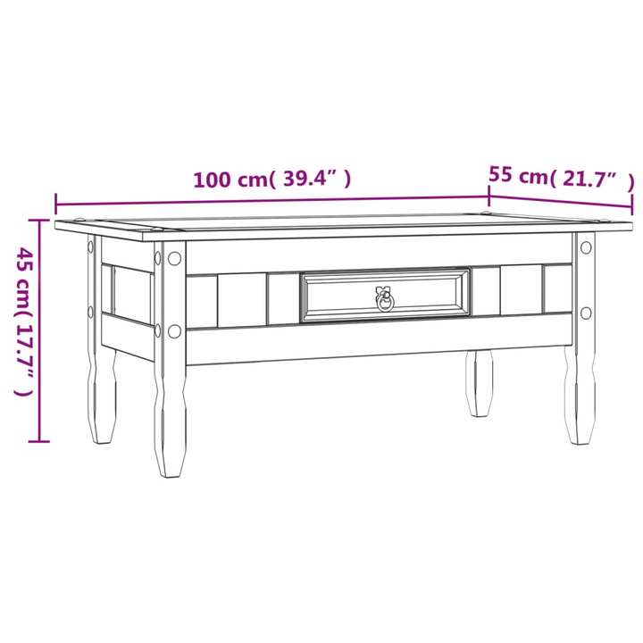 CORONA Rustic Coffee Table - Solid Mexican Pinewood in White 100x55x44 cm - Elegant and Durable, Easy Assembly - Premium  from Home Treasures - Just £128.99! Shop now at Home Treasures