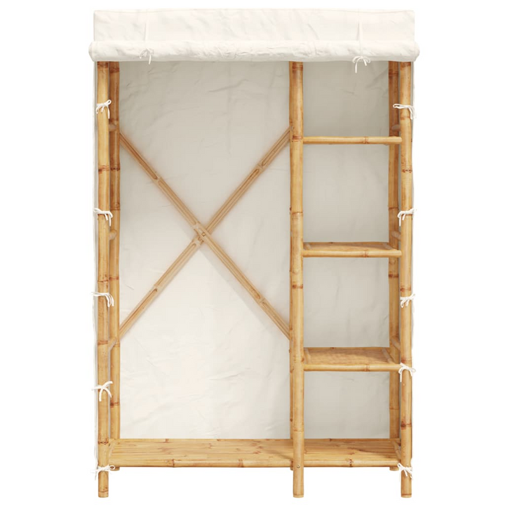 White Fabric and Bamboo Wardrobe - Stylish & Practical Storage Solution, 110x45x170 cm - Premium  from Home Treasures - Just £182.99! Shop now at Home Treasures