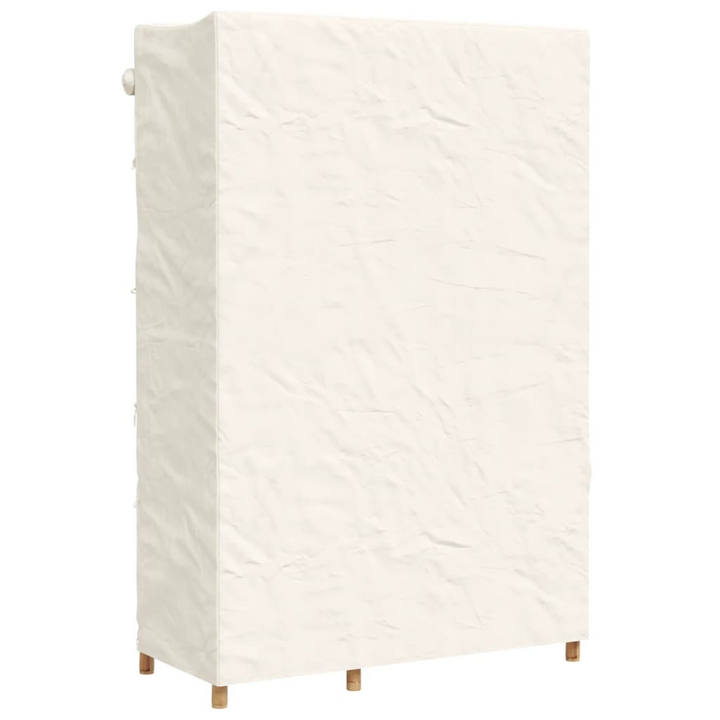 White Fabric and Bamboo Wardrobe - Stylish & Practical Storage Solution, 110x45x170 cm - Premium  from Home Treasures - Just £182.99! Shop now at Home Treasures