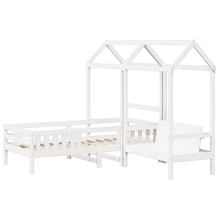 White Bed and Bench Set with Roof - Modern Pine Wood Furniture, 90x200 cm | Ideal for Kids & Adults - Premium  from Home Treasures - Just £408.99! Shop now at Home Treasures