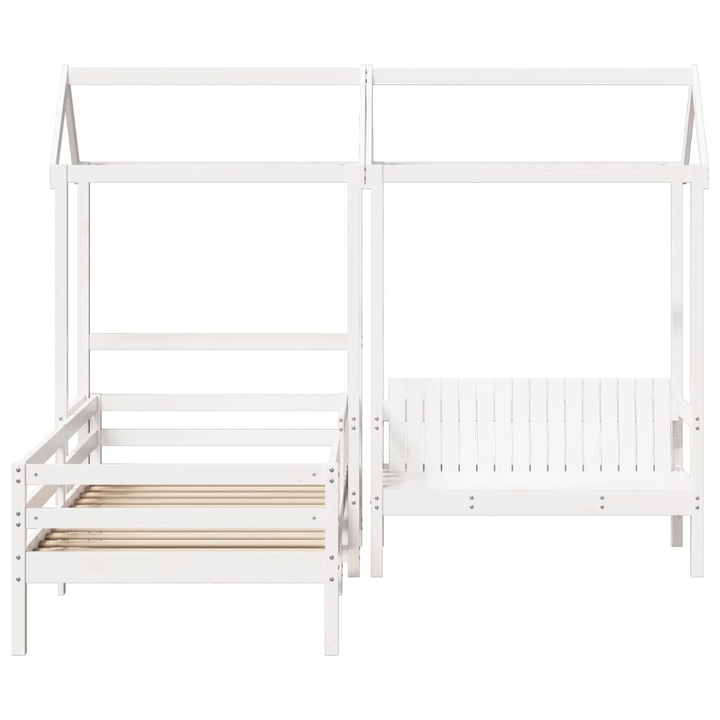 White Bed and Bench Set with Roof - Modern Pine Wood Furniture, 90x200 cm | Ideal for Kids & Adults - Premium  from Home Treasures - Just £408.99! Shop now at Home Treasures