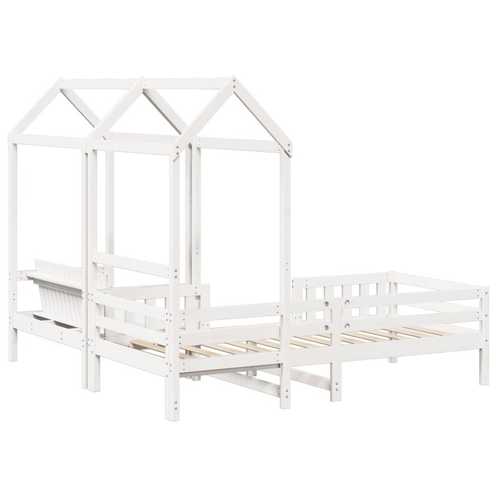 White Bed and Bench Set with Roof - Modern Pine Wood Furniture, 90x200 cm | Ideal for Kids & Adults - Premium  from Home Treasures - Just £408.99! Shop now at Home Treasures