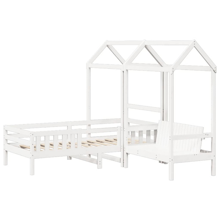 Modern White Pine Wood Bed and Bench Set with Roof - Single 90x190 cm | Stylish & Functional Bedroom Furniture - Premium  from Home Treasures - Just £392.99! Shop now at Home Treasures