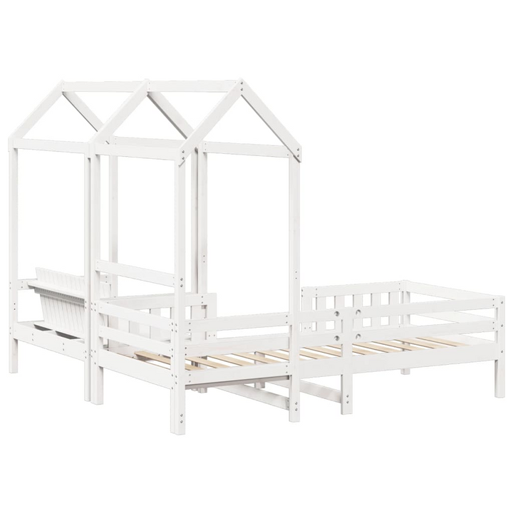 Modern White Pine Wood Bed and Bench Set with Roof - Single 90x190 cm | Stylish & Functional Bedroom Furniture - Premium  from Home Treasures - Just £392.99! Shop now at Home Treasures