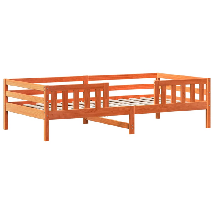 Modern Bed and Bench Set with Roof - Solid Pine Wood, Wax Brown 90x190 cm (Single), Includes Bench with Backrest - Premium  from Home Treasures - Just £352.99! Shop now at Home Treasures