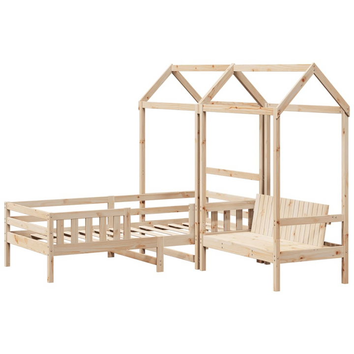 Stylish & Modern Bed and Bench Set with Roof - Solid Pine Wood | Small Single 75x190 cm - Premium  from Home Treasures - Just £299.99! Shop now at Home Treasures