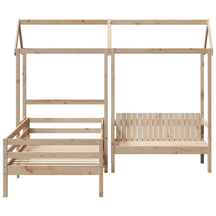 Stylish & Modern Bed and Bench Set with Roof - Solid Pine Wood | Small Single 75x190 cm - Premium  from Home Treasures - Just £299.99! Shop now at Home Treasures