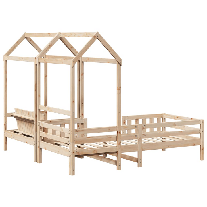 Stylish & Modern Bed and Bench Set with Roof - Solid Pine Wood | Small Single 75x190 cm - Premium  from Home Treasures - Just £299.99! Shop now at Home Treasures