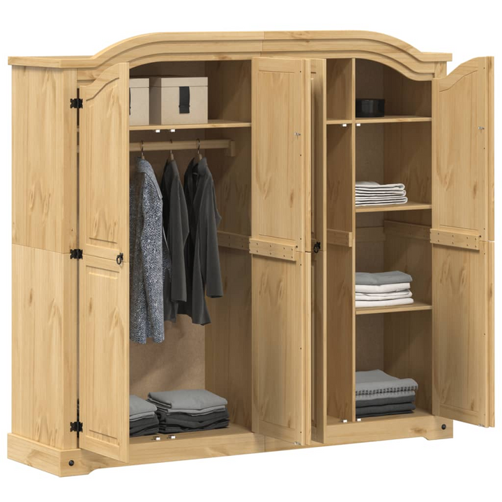 CORONA Wardrobe - Solid Pine Wood, Rustic Design, Ample Storage - 194x52x186 cm - Premium  from Home Treasures - Just £766.99! Shop now at Home Treasures