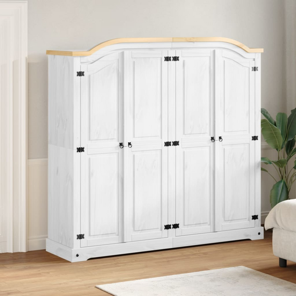 CORONA Wardrobe in White Solid Pine 194x52x186 cm - Timeless Elegance & Robust Storage - Premium  from Home Treasures - Just £796.99! Shop now at Home Treasures