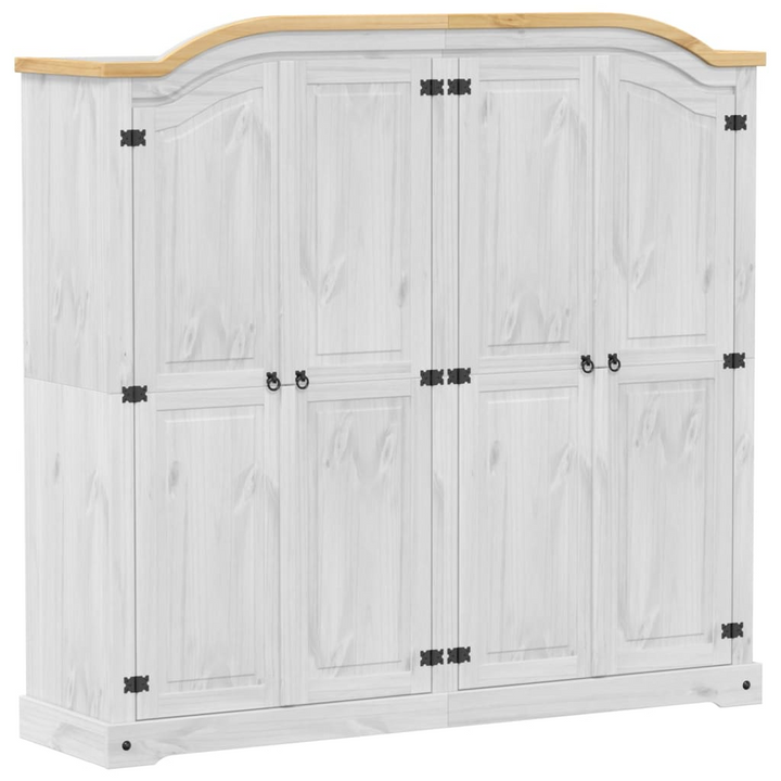 CORONA Wardrobe in White Solid Pine 194x52x186 cm - Timeless Elegance & Robust Storage - Premium  from Home Treasures - Just £796.99! Shop now at Home Treasures