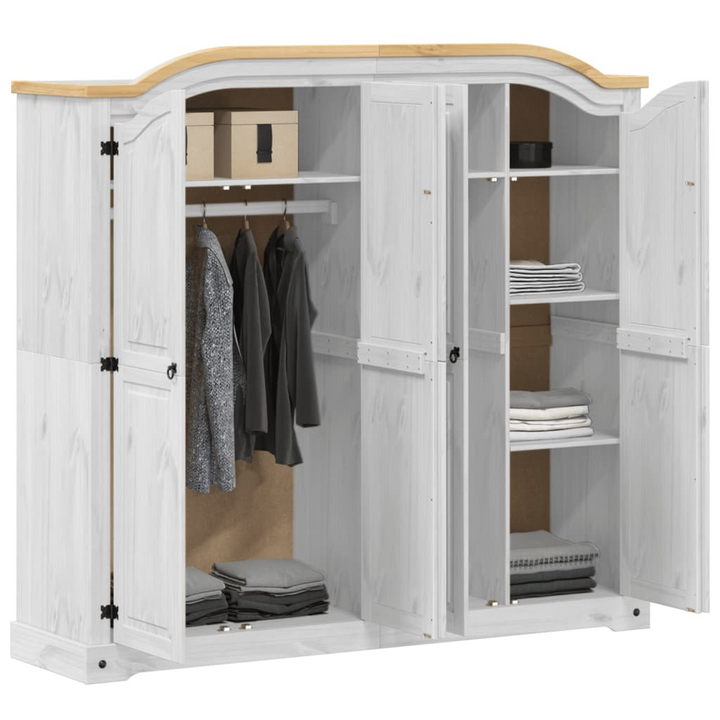 CORONA Wardrobe in White Solid Pine 194x52x186 cm - Timeless Elegance & Robust Storage - Premium  from Home Treasures - Just £796.99! Shop now at Home Treasures