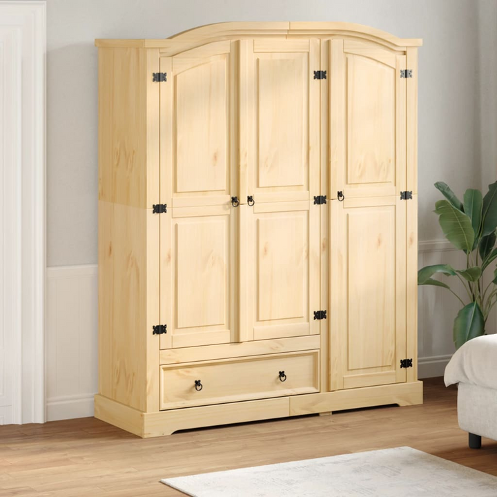 CORONA Wardrobe 151.5x52x186 cm - Solid Pine Wood with Honey Wax Finish | Ample Storage & Metal Handles - Premium  from Home Treasures - Just £581.99! Shop now at Home Treasures