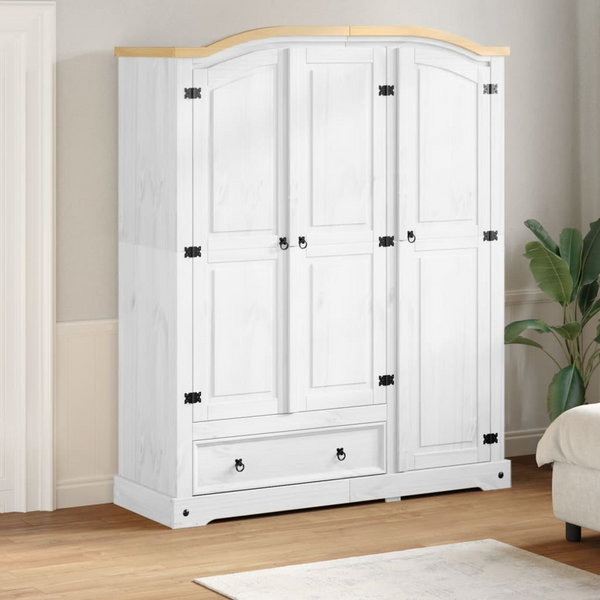 CORONA White Wardrobe - Solid Pine Wood, 151.5x52x186 cm, Ample Storage, Sturdy & Durable - Premium  from Home Treasures - Just £564.99! Shop now at Home Treasures